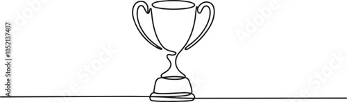 winner trophy cup continuous one line drawing. Trophy cup line art vector illustration, Winner cup continuous one line icon. one line Icon drawing