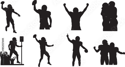American football player silhouette set
