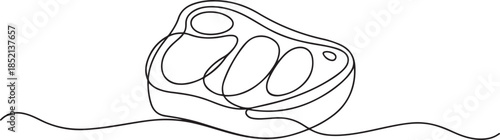 one line drawing Beef steak food icons, Continuous one line drawing of meat veal, pork, beef. one line Icon drawing