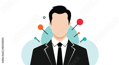 Anonymous businessman profile avatar with a faceless head in a black suit and tie, representing a professional or corporate identity.