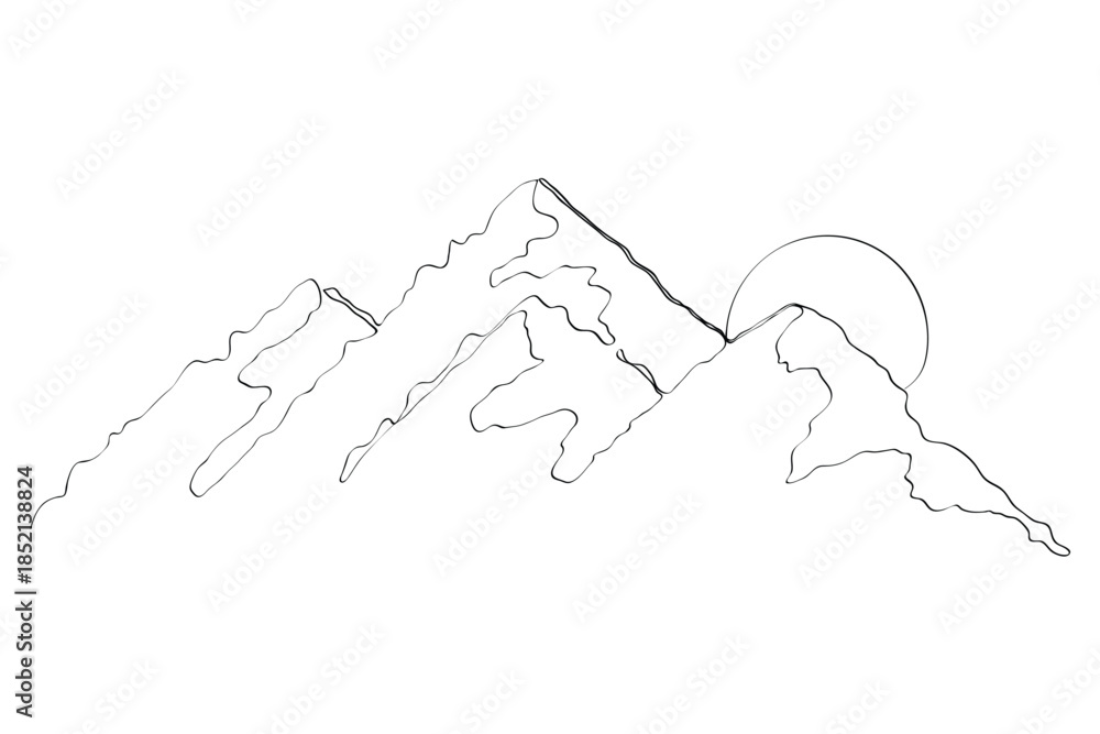 Obraz premium Abstract Mountain Peaks Sketch in Black and White