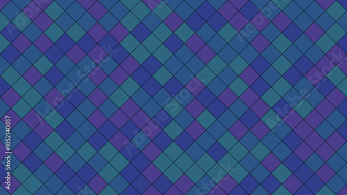 Intricate geometric pattern of interlocking diamonds in shades of blue and purple