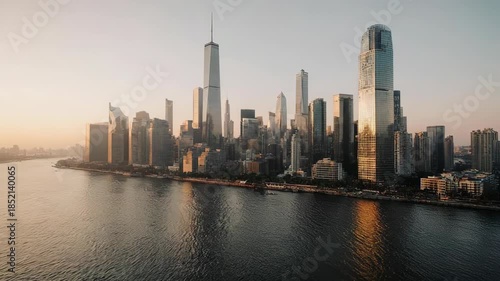 New York City Skyline at Sunset.