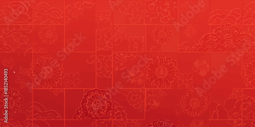 Seamless red grunge abstract background texture featuring vintage floral damask ornaments and antique paper patterns for a retro vector wallpaper design backdrop