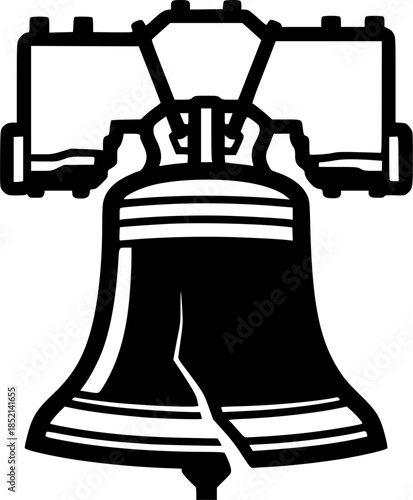 Detailed Illustration of the Liberty Bell with a Black and White
