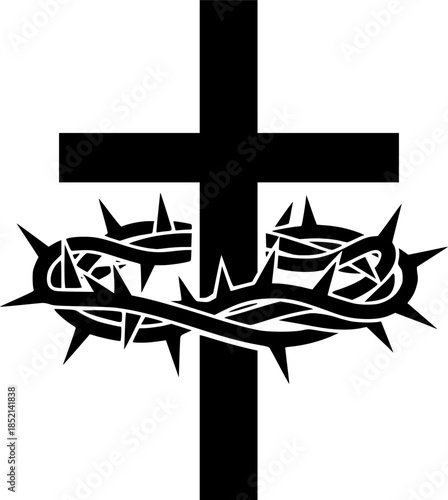 Crown of Thorns, Create an image of the crown of thorns placed on the cross
