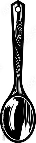 Monochrome Wooden Spoon Depiction with Abstract Brushstroke Desi
