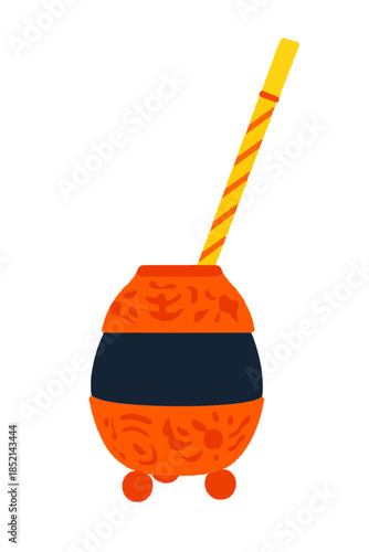 Yerba mate gourd and bombilla preparing beverage