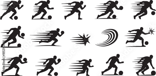 Dynamic soccer player silhouette speed icons