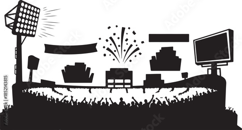 Stadium event elements silhouette collection