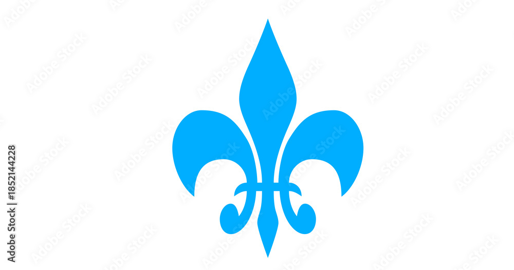 Naklejka premium Stylized Blue Fleur-de-lis Icon Isolated on White Background