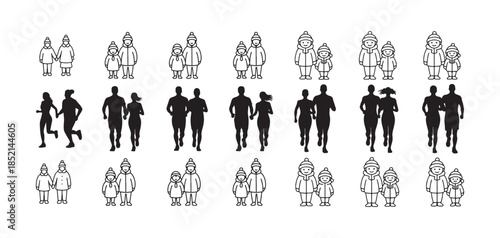 Couple holding hand vector set. hugging, and expressing romantic affection on a clean white, Lovers couple holding hands icon, Stick Figure Couple Icons. vector illustration eps 10
