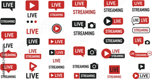 Live streaming icons for social media and video platforms
