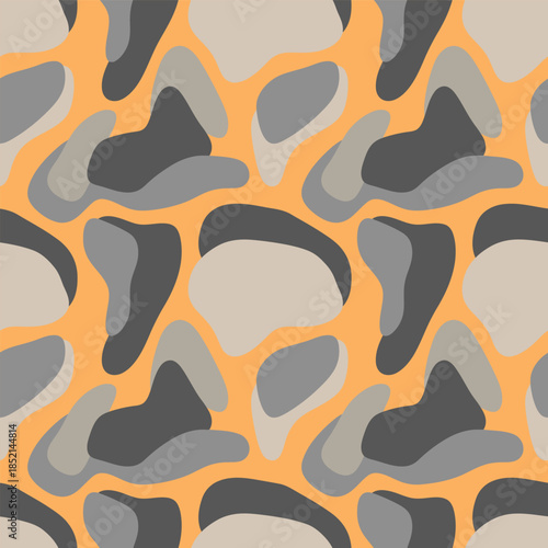 Camouflage Pattern with Organic Grey and Beige Shapes.