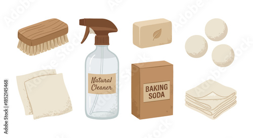 Eco-friendly and natural cleaning supplies for a sustainable, chemical-free home. Zero-waste household products promote an environmentally conscious lifestyle