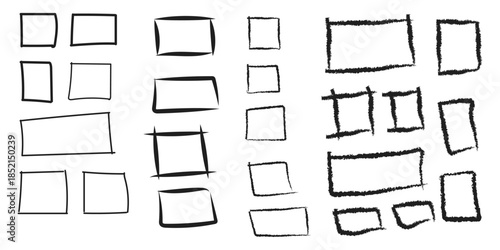 A collection of hand drawn rectangles in various sizes and orientations
