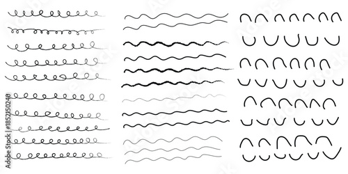 Collection of various squiggly lines and wavy patterns