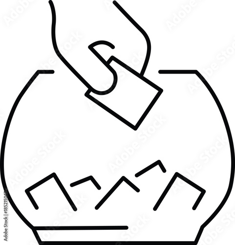 Hand feeding fish in aquarium Vector