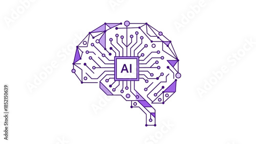 AI Brain Circuit Board Concept - Artificial Intelligence Technology and Futuristic Innovation