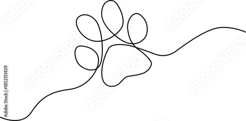 Abstract continuous line drawing of a paw Vector