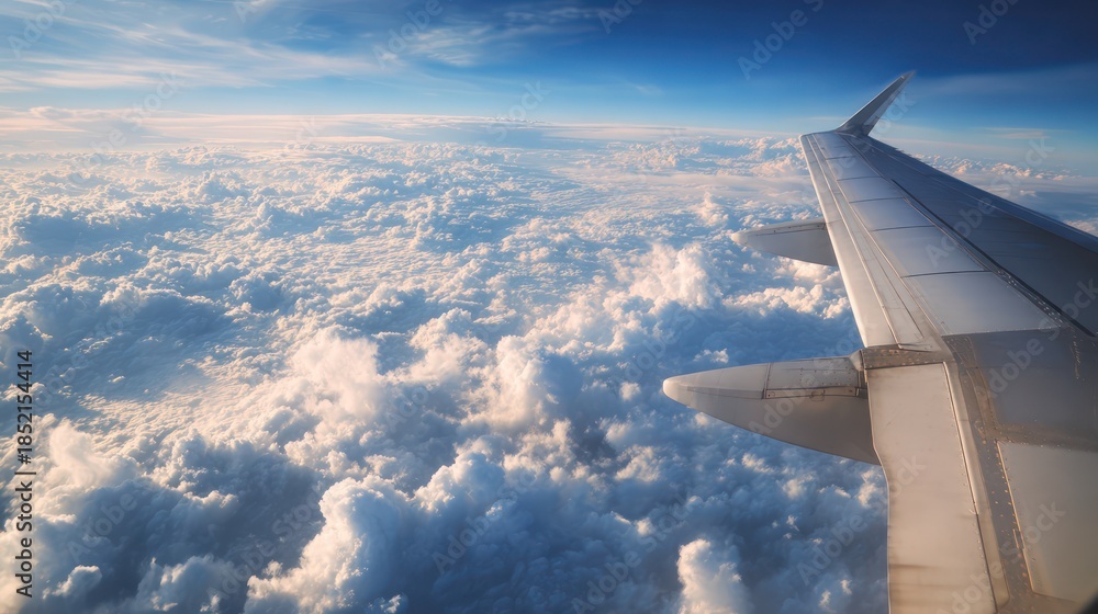 Obraz premium Aerial view of clouds from airplane window