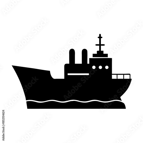 Silhouette of a cargo ship