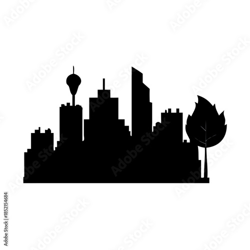 Silhouette of modern cityscape