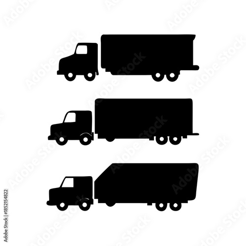 Three cargo trucks in a row