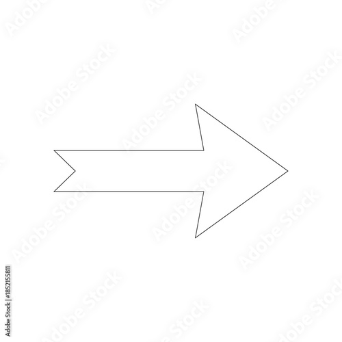 This image features two simple line-drawn arrows on a clean background. The smaller arrow on the left points right, while the larger, more complex arrow on the right also indicates forward motion.