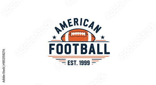 A classic and sporty logo for 'American Football' established in 1999, featuring a football with stars and stripes in a vintage style.