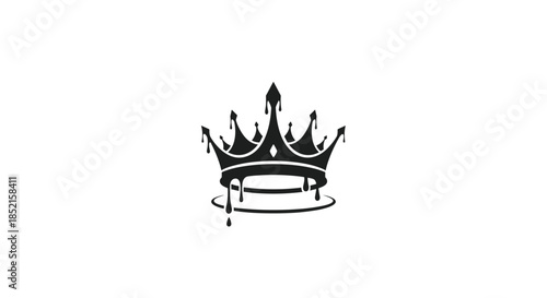 A striking and unique black silhouette of a royal crown that appears to be melting or made of dripping liquid ink or paint.
