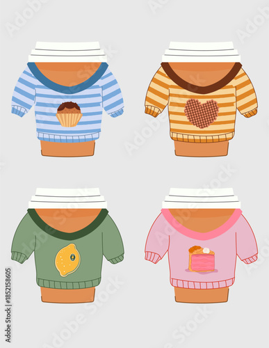 Paper coffee cups wearing cozy sweaters