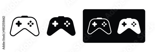 Black and white video game controller icons Isolated On Transparent Background