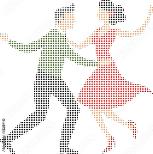 Couple Dancing Retro Style Vector Illustration For Design