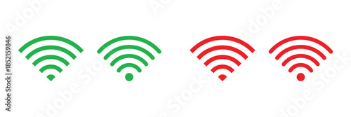 Green and red Wi- Fi signal icons Wi-Fi wireless Isolated On Transparent Background