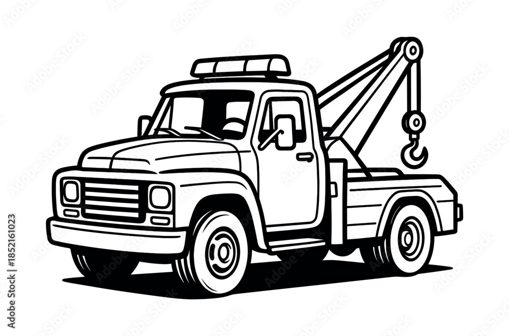 Naklejka premium Tow truck vector illustration, towing vehicle, roadside assistance, flat vector style