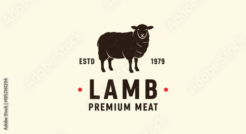 A simple and classic vintage logo for a premium lamb meat business, featuring a silhouette of a sheep with retro typography from 1979.