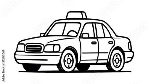 Taxi car, urban transportation, city cab, flat vector illustration