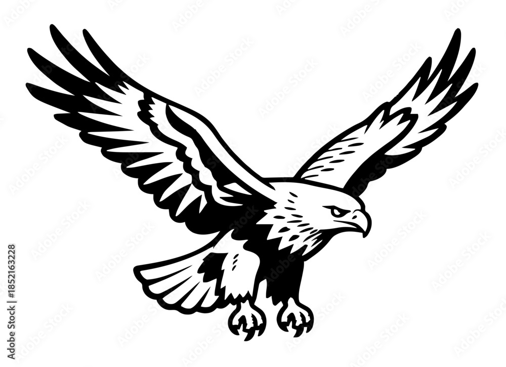 Fototapeta premium Simple drawing of an eagle. Vector for laser engraving. KI Generated