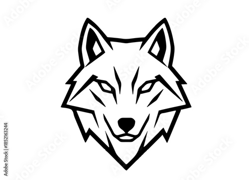 Simple wolf's head in simple lines. Laser template.KI Generated