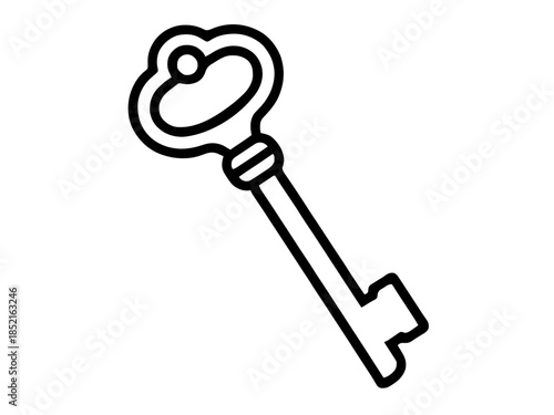 Simple drawing of a key. Vector for laser engraving. AI generated.