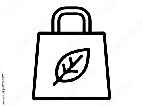 Simple drawing of an organic shopping bag. Vector for laser engraving. AI generated.