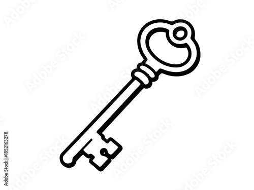 Simple drawing of a key. Vector for laser engraving. AI generated.