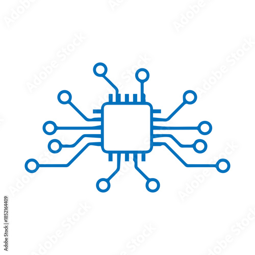 CPU microchip technology icon for app interface vector flat design.