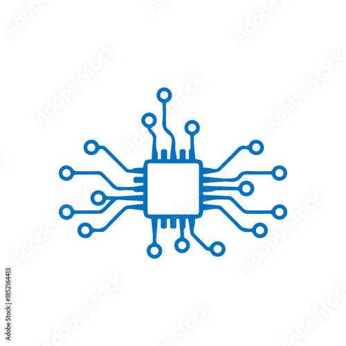 CPU microchip technology icon for app interface vector flat design.