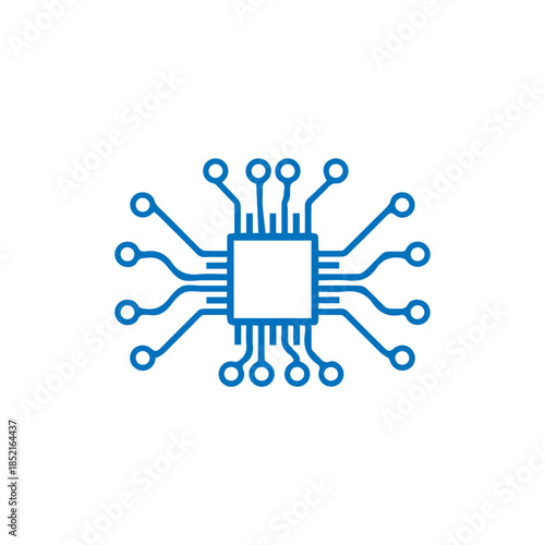 CPU microchip technology icon for app interface vector flat design.