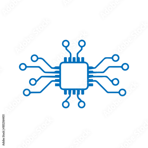 CPU microchip technology icon for app interface vector flat design.