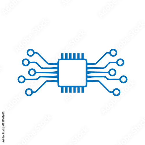 CPU microchip technology icon for app interface vector flat design.