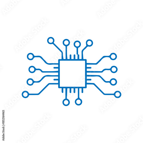 CPU microchip technology icon for app interface vector flat design.