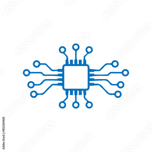 CPU microchip technology icon for app interface vector flat design.